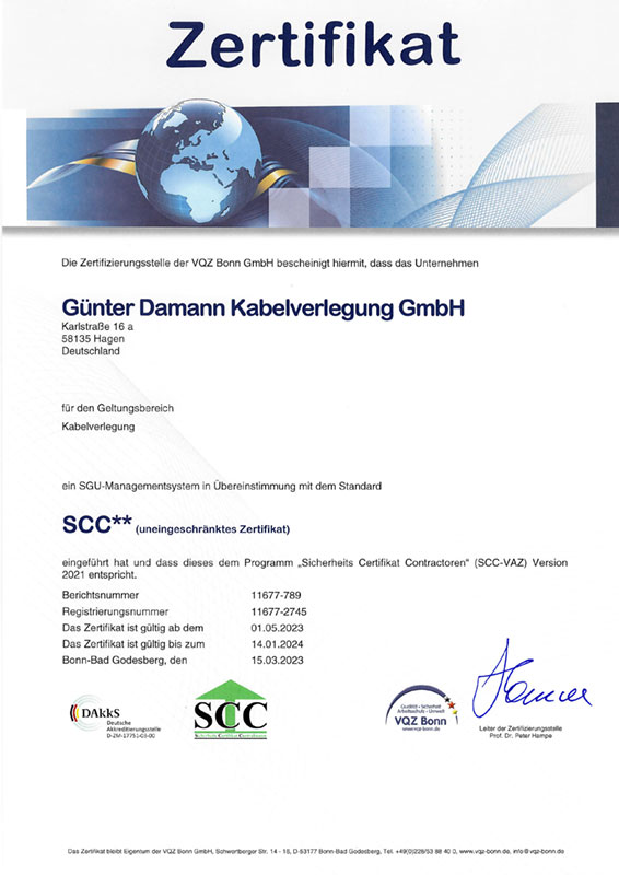 SCC Zertifikat – VQZ Bonn